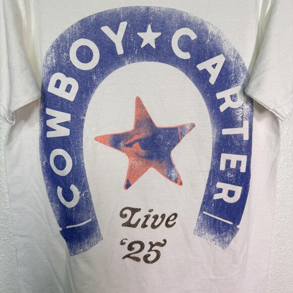 Beyonce Cowboy Carter Tour Shirt Medium Yaya White Graphic Tee CCT 2025 Merch - Picture 6 of 9